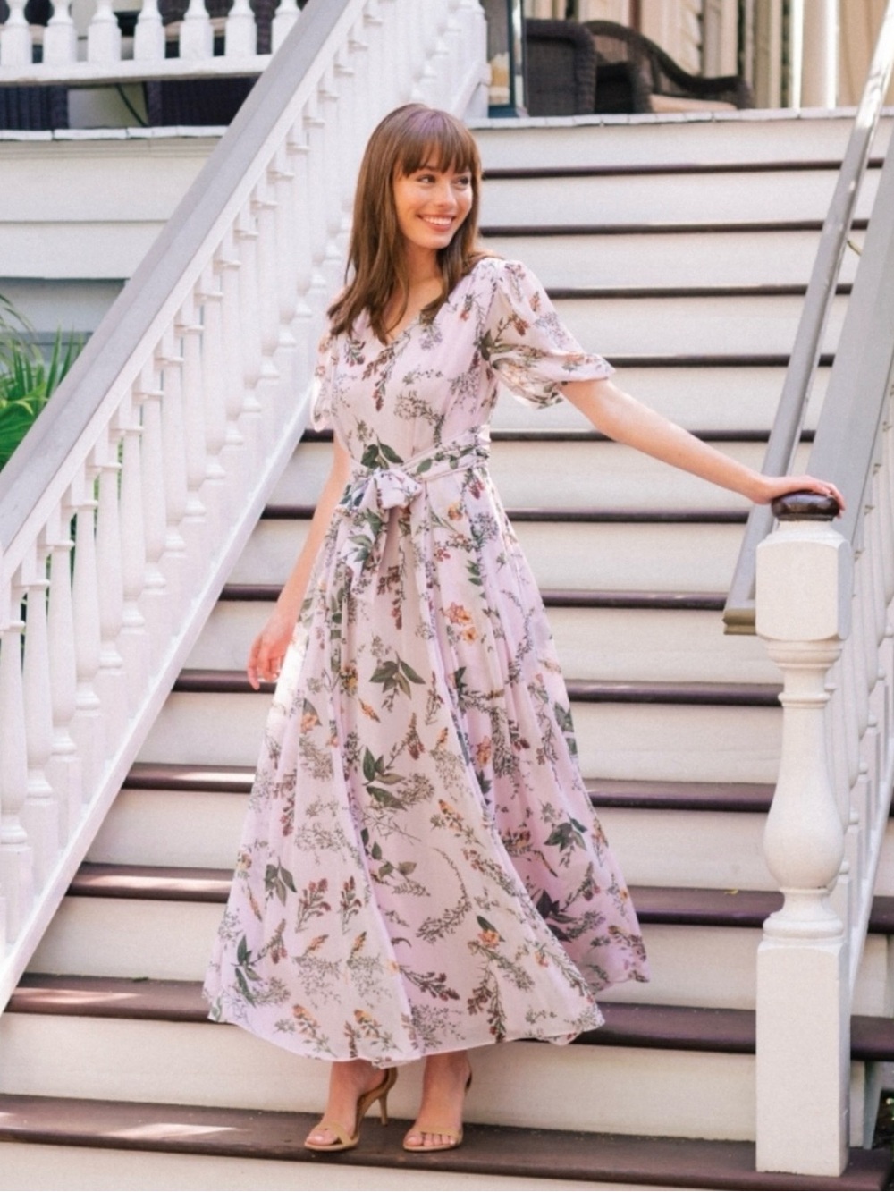 Gal Meets Glam Dress - Phoebe Floral Maxi Dress - Light Purple - Size 14